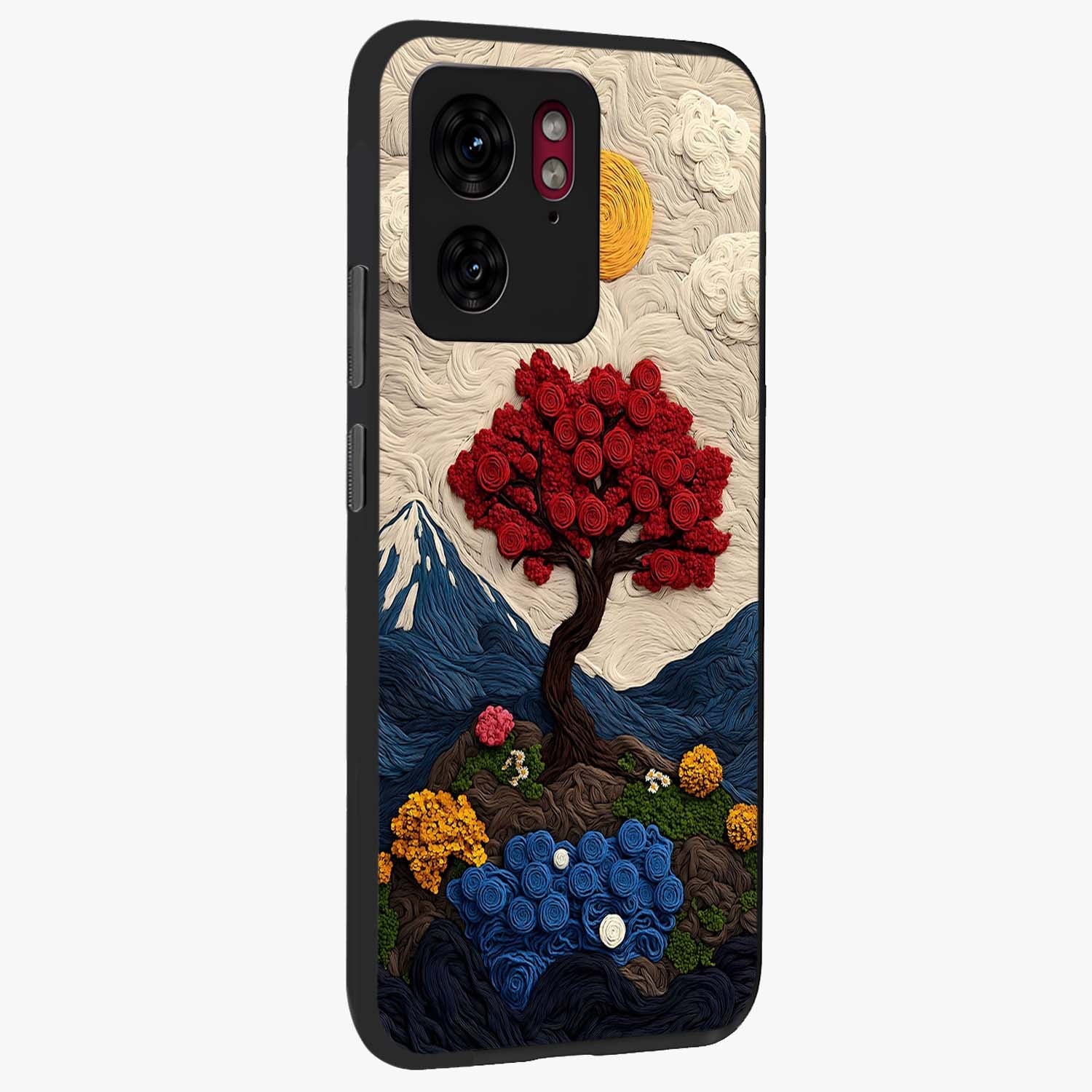 Eternal Nature Tapestry Glass Case upright view showcasing elegant nature tapestry design with decorative style.