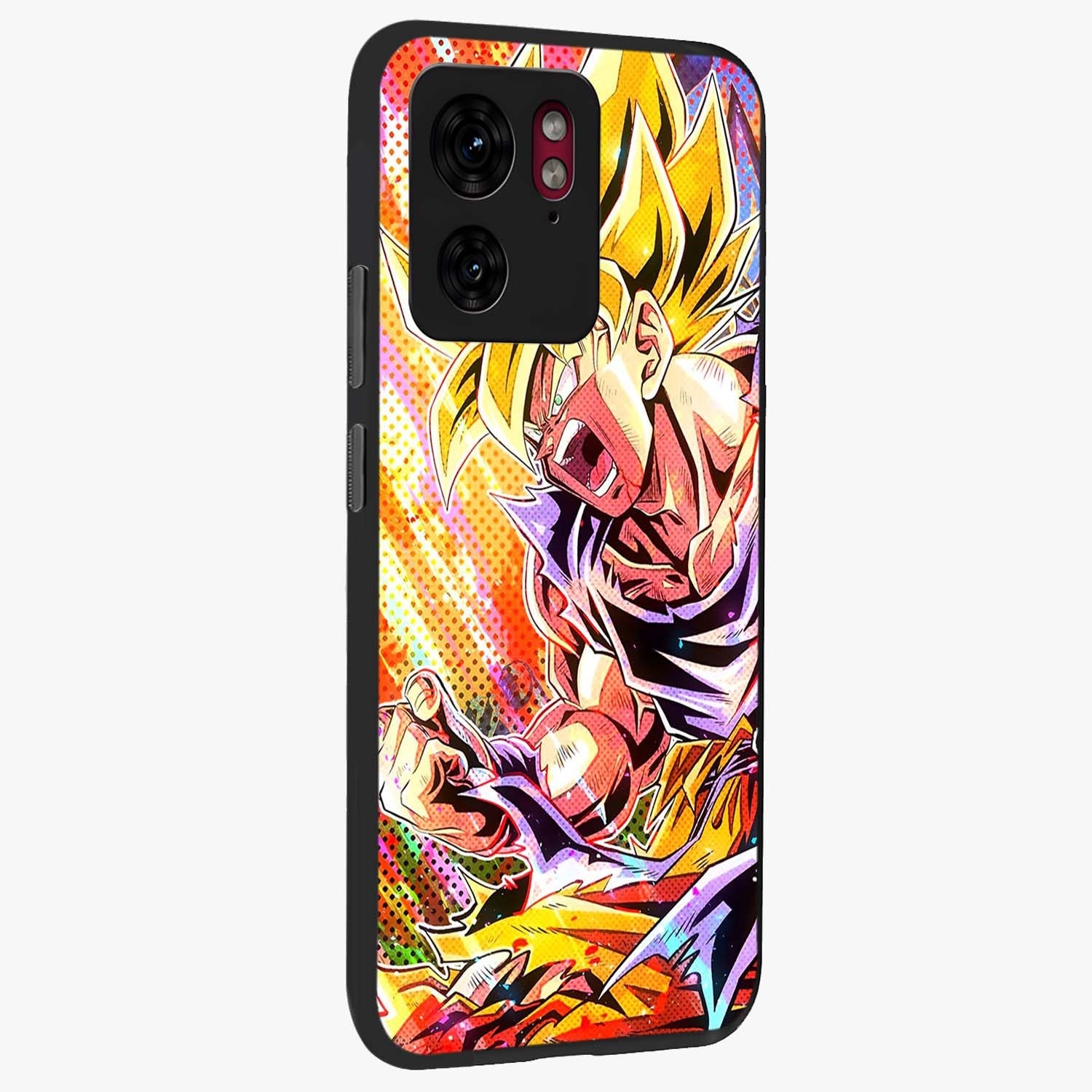 Firing Goku Glass Case upright view showcasing energetic anime artwork with bold warrior theme.
