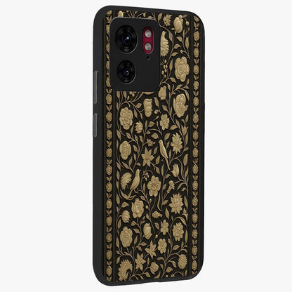 Golden Evil Eye Mandala Glass Case upright view showcasing decorative evil eye mandala artwork with spiritual aesthetic style.