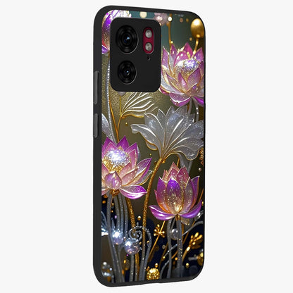 Golden Floral Majesty Glass Case upright view showcasing majestic floral artwork with rich decorative theme.