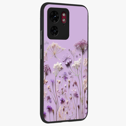 Lavender Blossom Dream Glass Case upright view showcasing delicate lavender blossom artwork with peaceful floral theme.