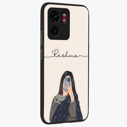 Mirror Mood Muse With Custom Name Glass Case upright view showcasing artistic mirror themed artwork with personalized aesthetic.