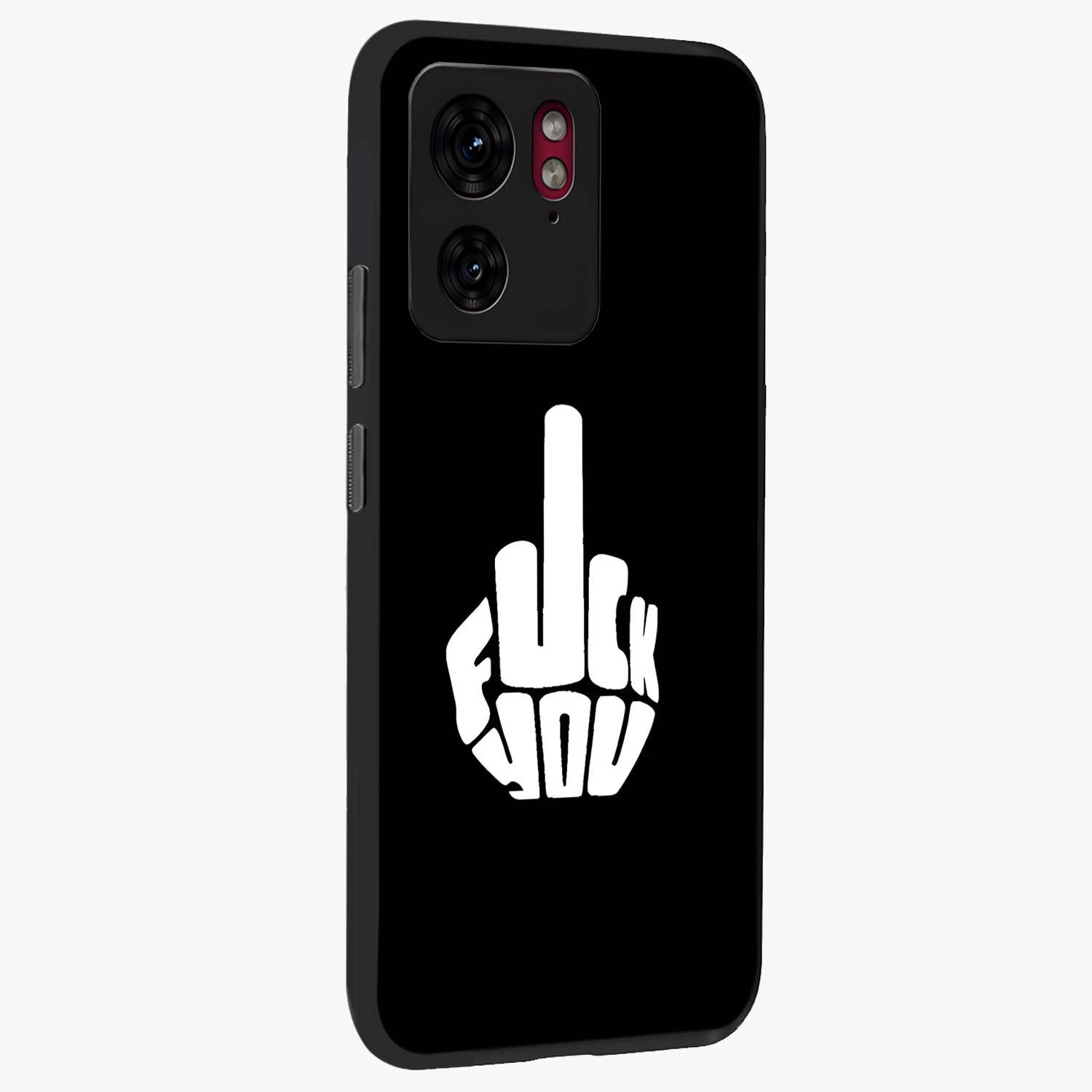 Rebel Mode On Glass Case upright view showcasing striking statement artwork with bold rebellious theme.