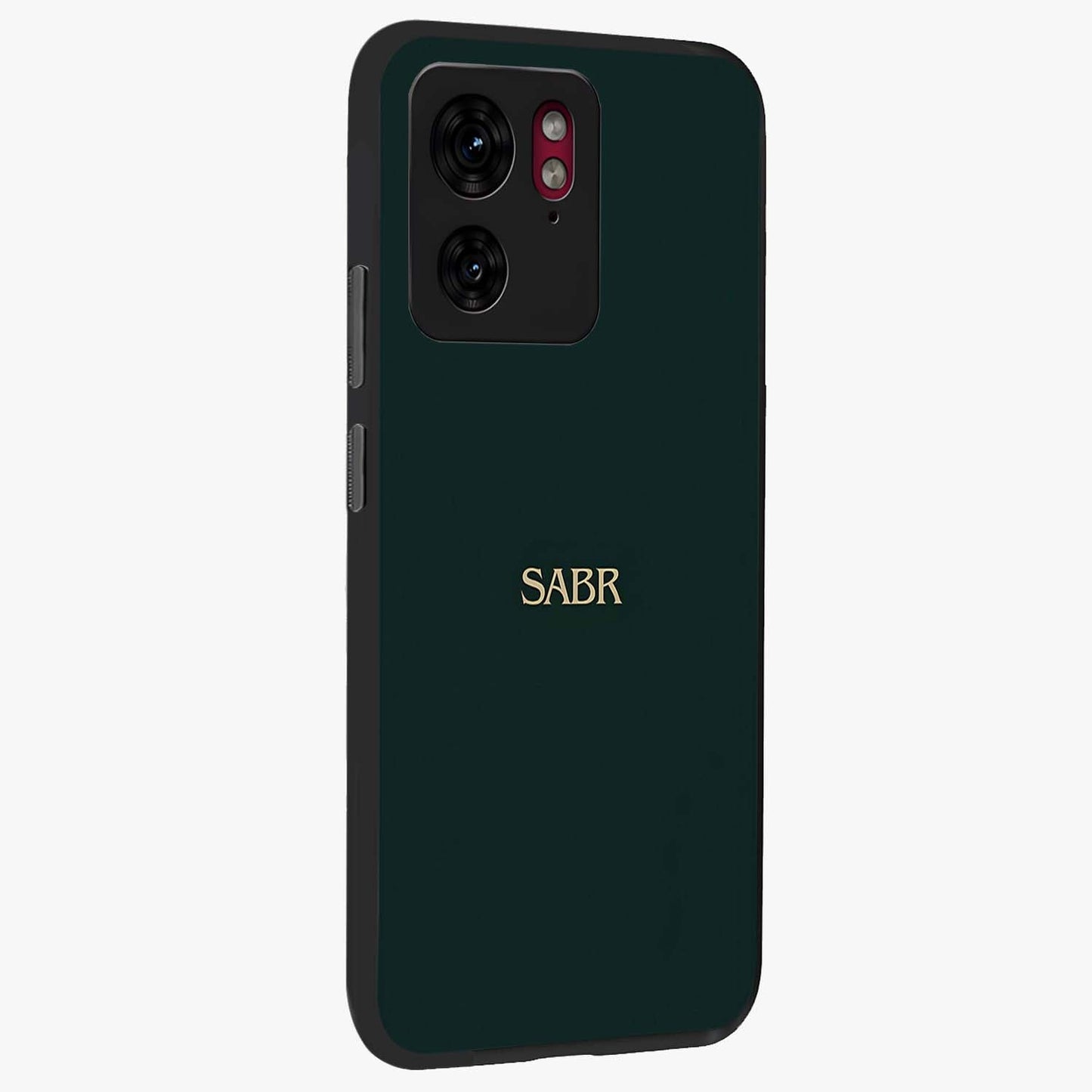 Sabr Minimal Patience Glass Case upright view showcasing calm minimalist artwork with motivational patience theme.
