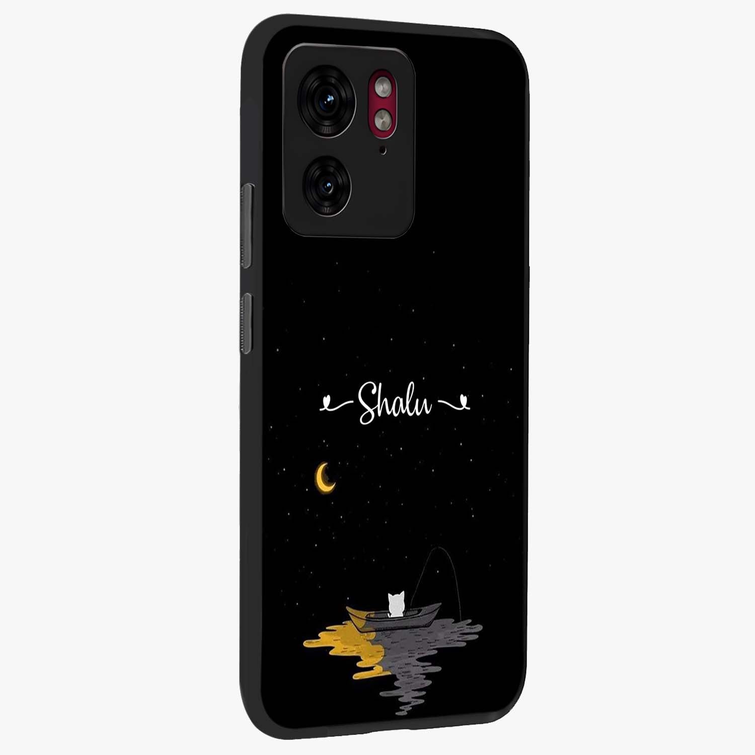 Silent Night Row Glass Case upright view showcasing tranquil night artwork with serene landscape theme.