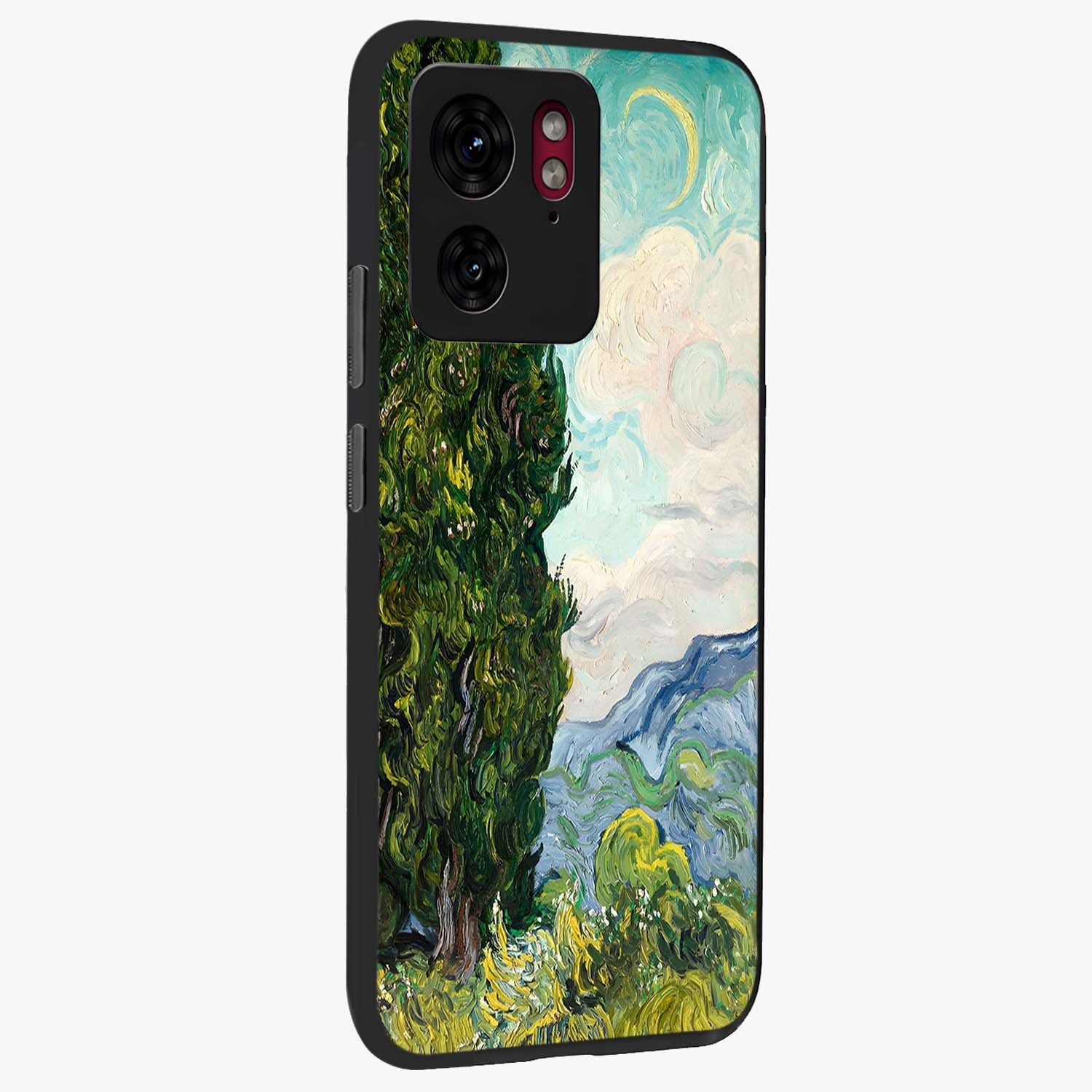 Van Gogh Vintage Art Glass Case upright view showcasing elegant vintage painting artwork with artistic heritage theme.