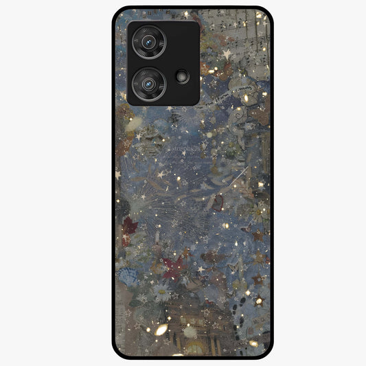 Aesthetic Astrolophia Glass Case showing flat back view with dreamy aesthetic design and glossy glass finish.