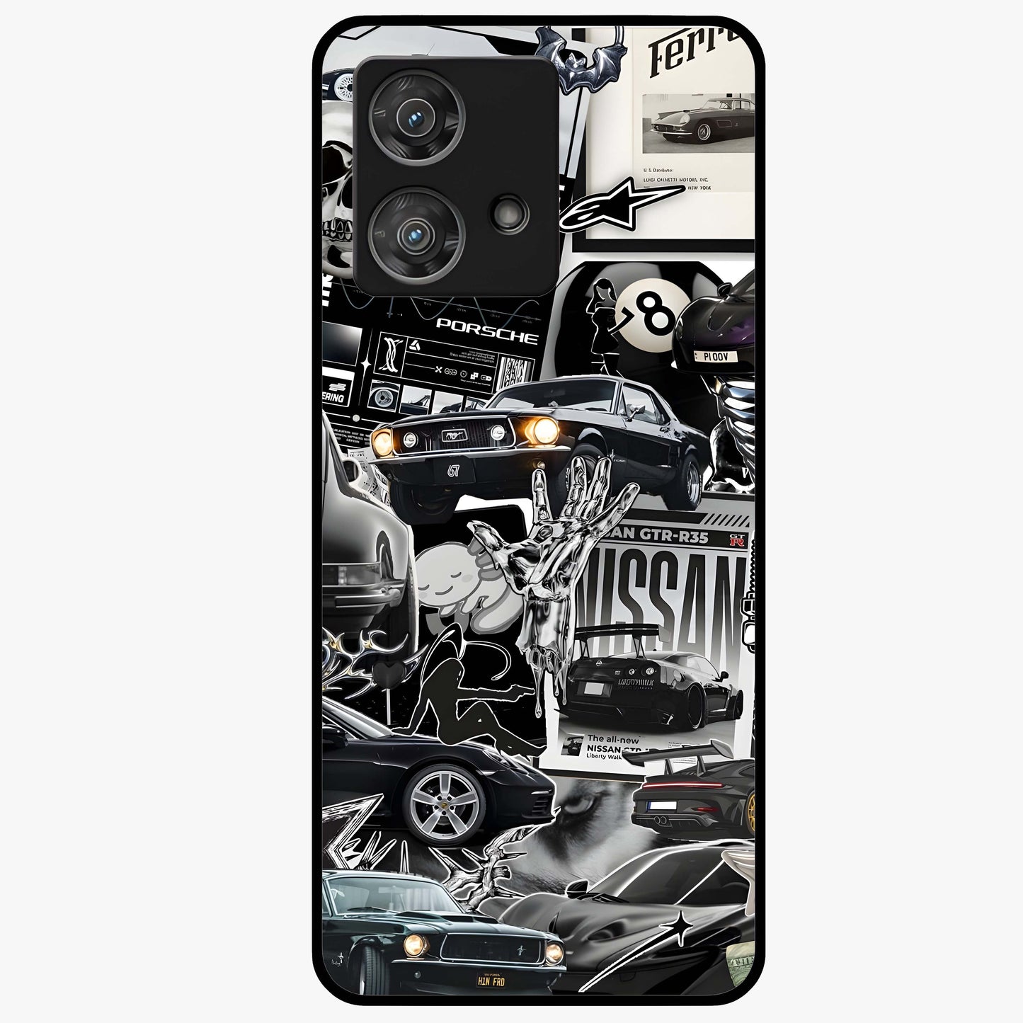 Aesthetic Dark Love Glass Case showing flat back view with dark romantic artwork and glossy glass finish.