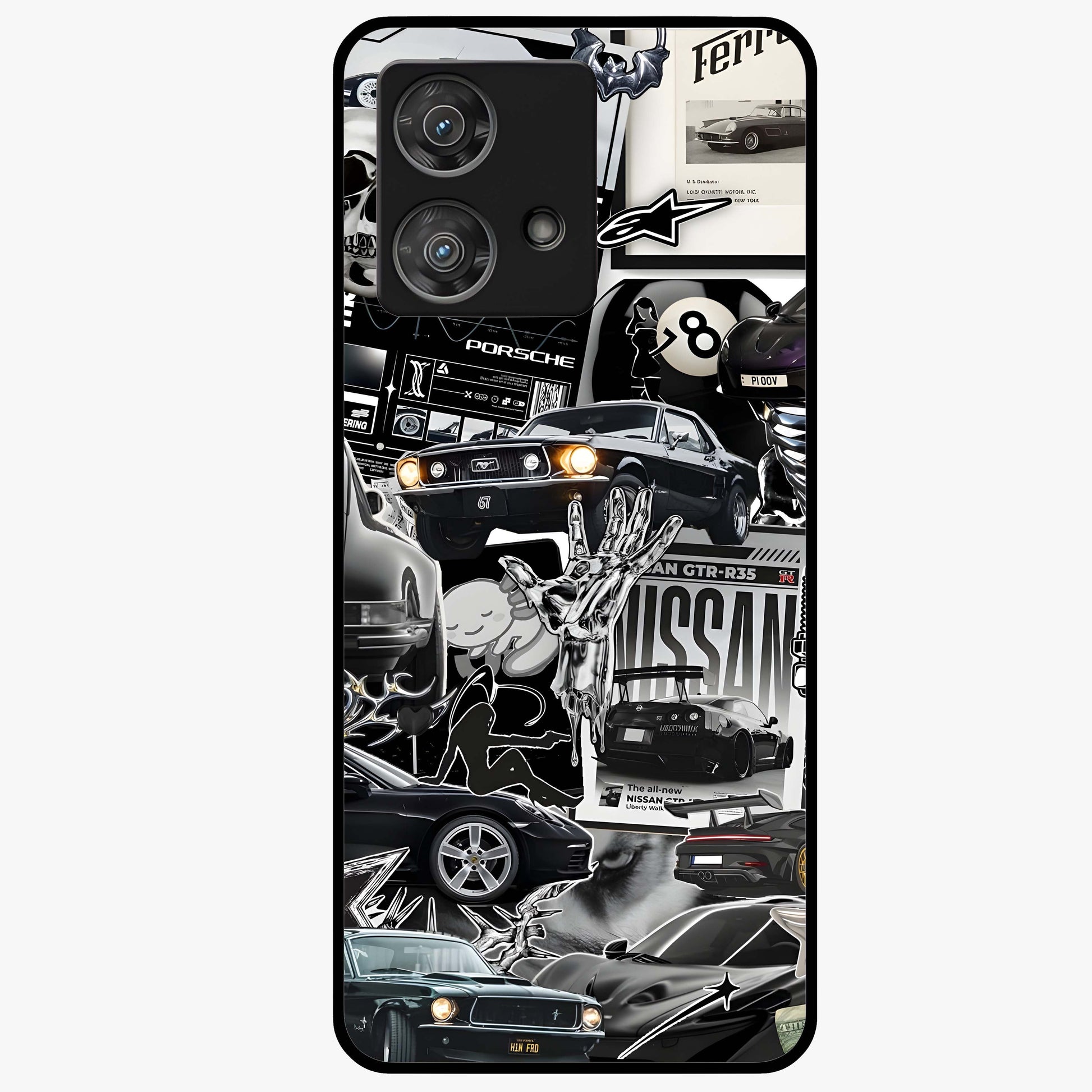 Aesthetic Dark Love Glass Case showing flat back view with dark romantic artwork and glossy glass finish.