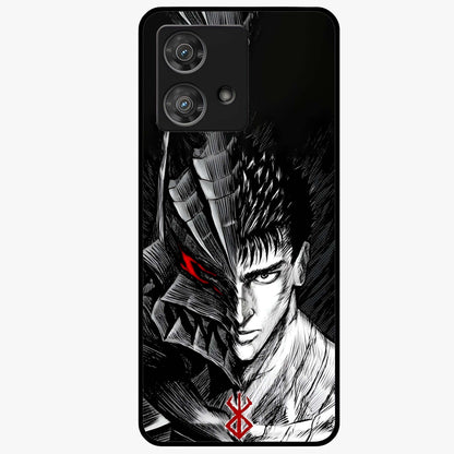 Berserker Blood Oath Glass Case showing flat back view with fierce warrior inspired artwork and glossy glass finish.