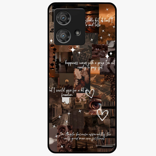 Bittersweet Aesthetic Chaos Glass Case showing flat back view with artistic chaotic aesthetic design and glossy glass finish.