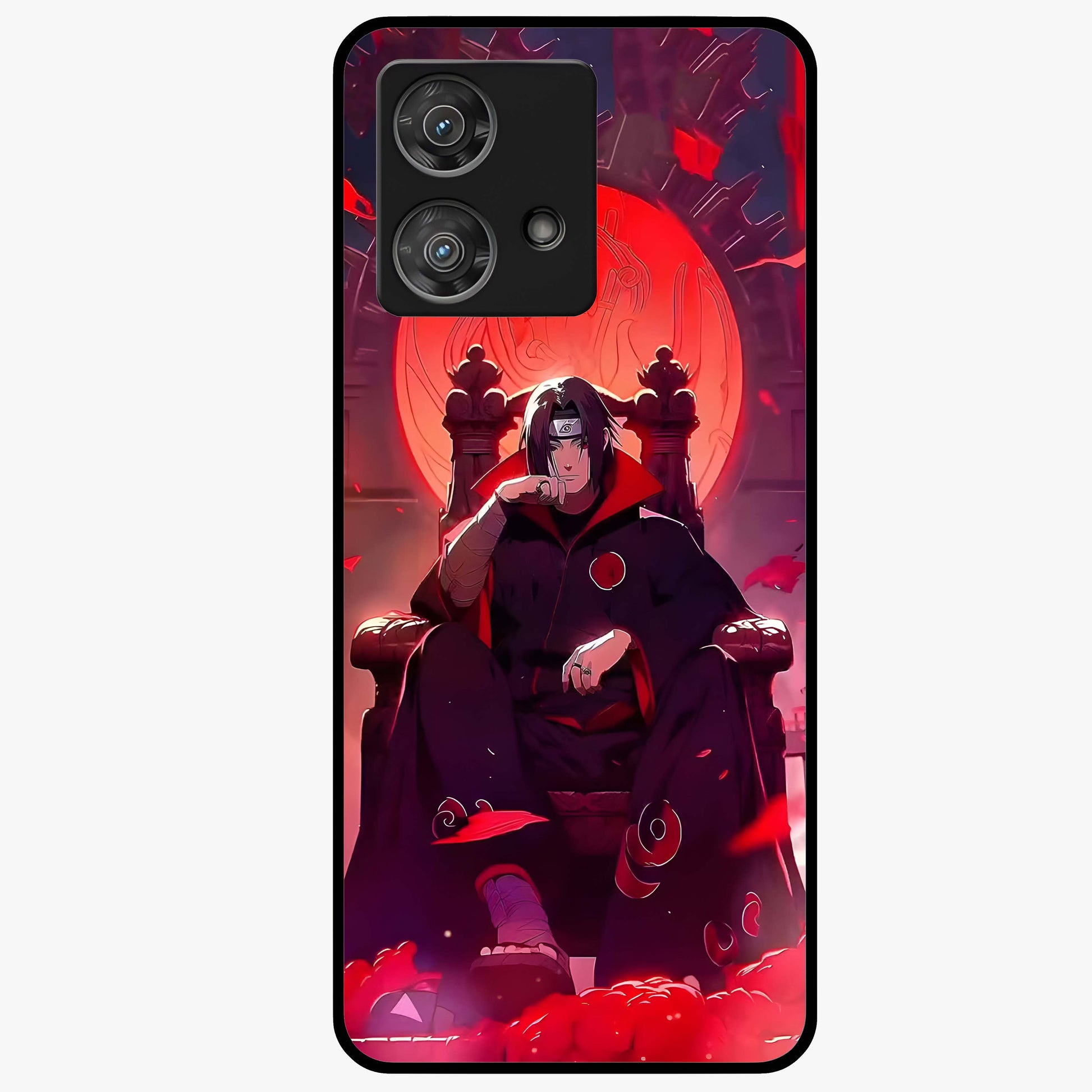 Blood Moon Sovereign Glass Case showing flat back view with mystical blood moon artwork and glossy glass finish.