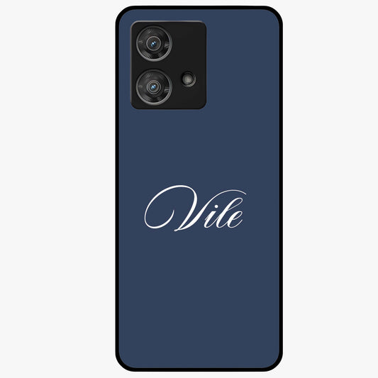 Blue Background Personalized Custom Name Glass Case showing flat back view with minimal blue background and custom name design.