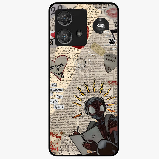 City Dream Sketch Glass Case showing flat back view with artistic city skyline sketch artwork and glossy glass finish.