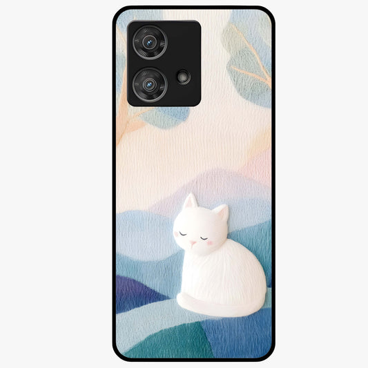 Cotton Dream Cat Glass Case showing flat back view with soft dreamy cat artwork and glossy glass finish.