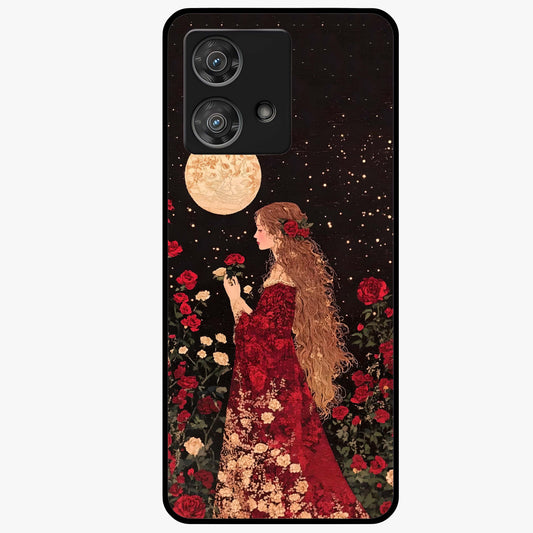 Crimson Dreams Glass Case showing flat back view with dreamy crimson artwork and glossy glass finish.