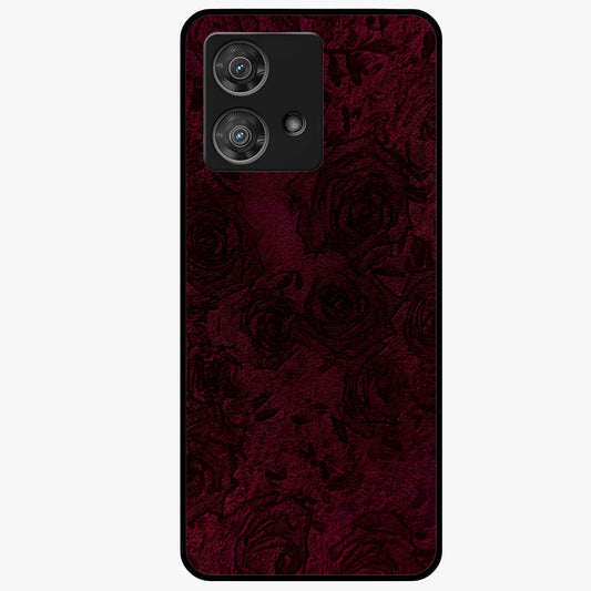 Crimson Fade Flow Glass Case showing flat back view with flowing crimson gradient artwork and glossy glass finish.
