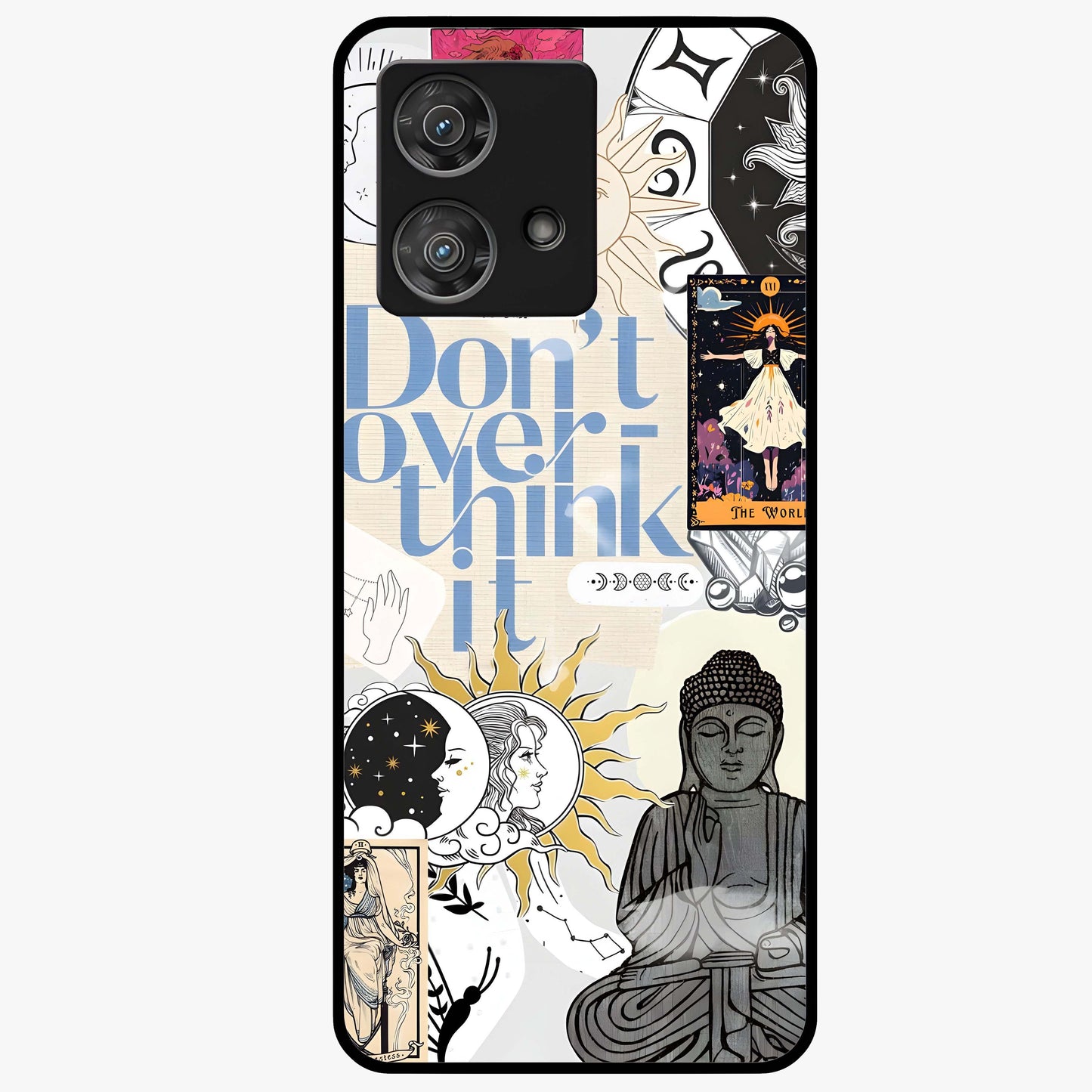Ethereal Thoughts Glass Case showing flat back view with dreamy artistic artwork and glossy glass finish.