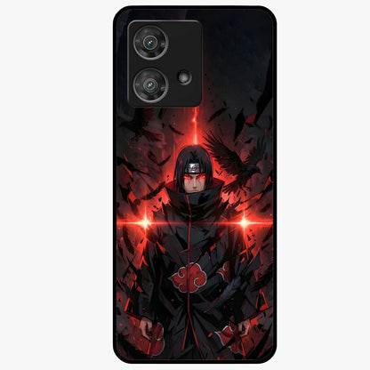Focused Blade Discipline Glass Case showing flat back view with warrior sword themed artwork and glossy glass finish.