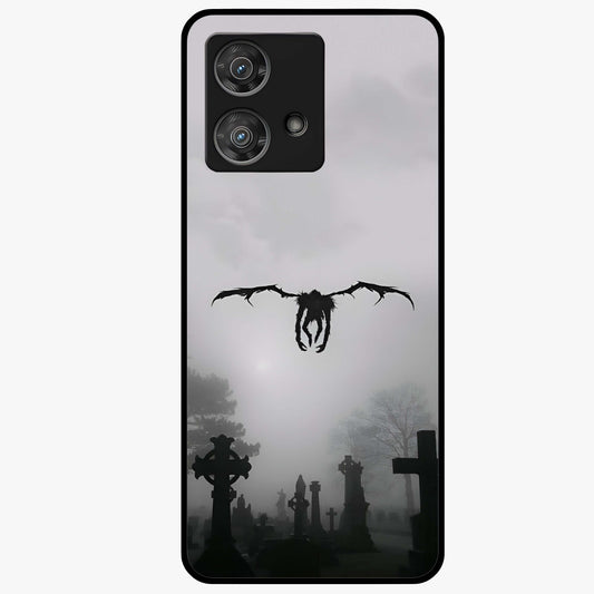 Graveyard Shadow Descent Glass Case showing flat back view with dark graveyard themed artwork and glossy glass finish.