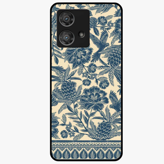 Heirloom Wild Bloom Glass Case showing flat back view with vintage inspired wild flower artwork and glossy glass finish.