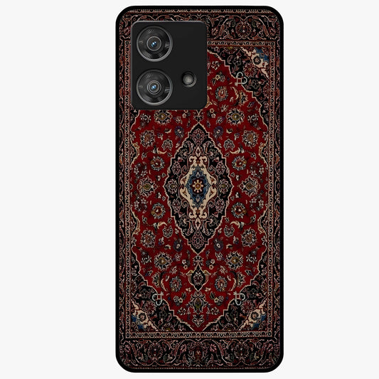 Heritage Carpet Royale Glass Case showing flat back view with ornate Persian carpet inspired pattern and glossy glass finish.