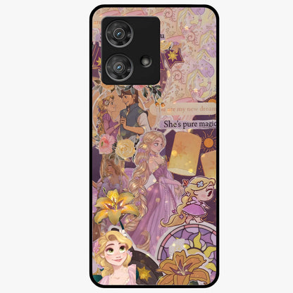 Magical Tangled Dream Glass Case showing flat back view with dreamy tangled artwork and glossy glass finish.