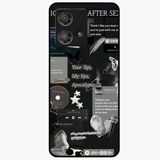 Midnight Love Echo Glass Case showing flat back view with romantic midnight themed artwork and glossy glass finish.