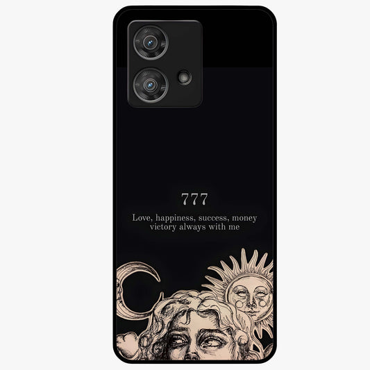 Mystic Victory Aura Glass Case showing flat back view with victory symbol artwork and glossy glass finish.