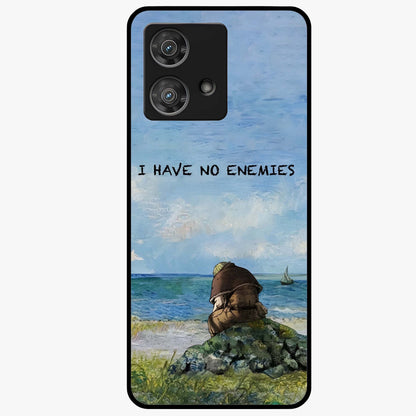 Peace Beyond War Glass Case showing flat back view with symbolic peace themed artwork and glossy glass finish.