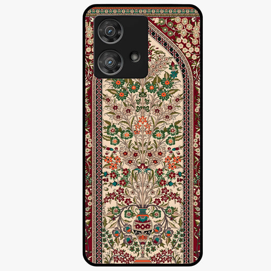 Persian Inspired Glass Case showing flat back view with ornate Persian style pattern artwork and glossy glass finish.