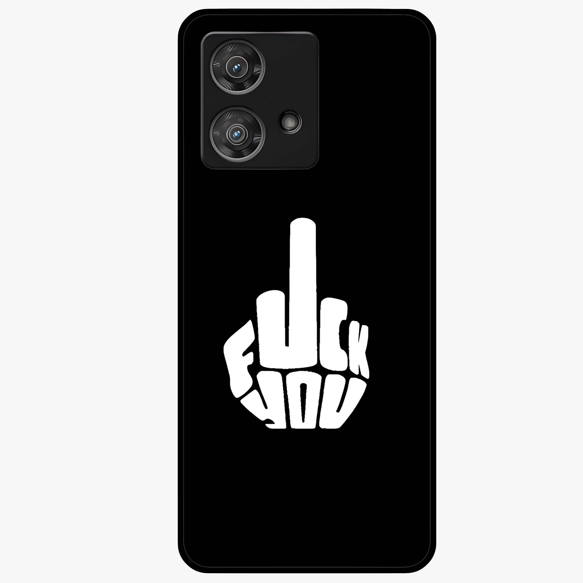 Rebel Mode On Glass Case showing flat back view with bold rebellious typography artwork and glossy glass finish.