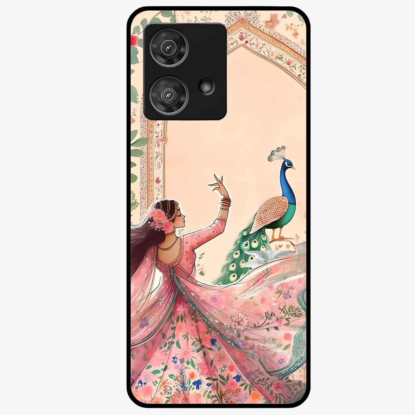 Royal Grace Muse Glass Case showing flat back view with elegant artistic artwork and glossy glass finish.