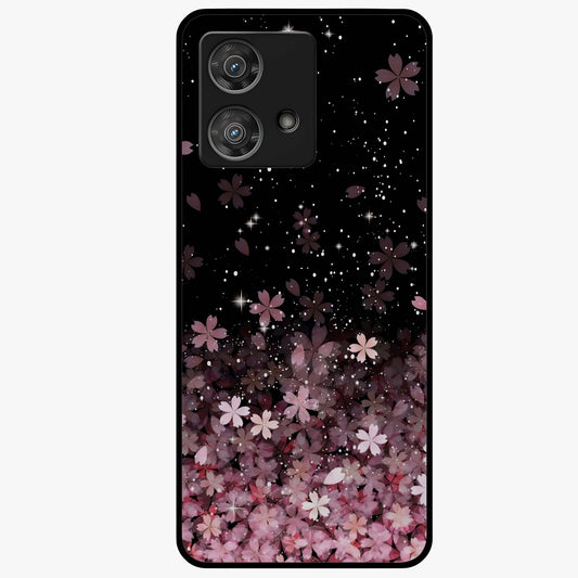 Small Starry Flowers Glass Case showing flat back view with delicate starry floral artwork and glossy glass finish.