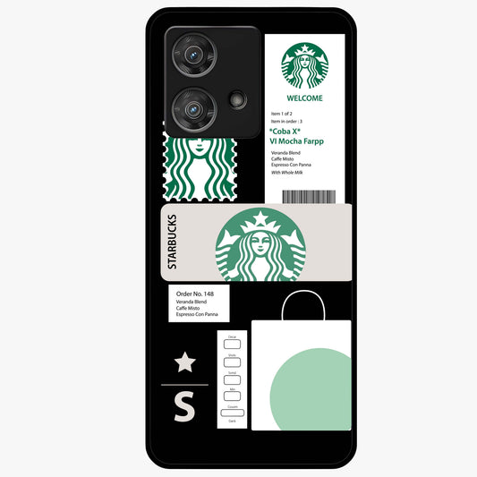 Starbucks Mocha Glass Case showing flat back view with coffee inspired artwork and glossy glass finish.
