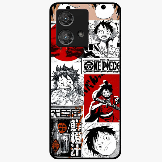 Strawhat Chaos Panels Glass Case showing flat back view with anime inspired chaos panel artwork and glossy glass finish.