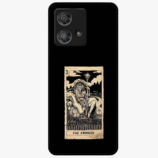 The Empress Glass Case showing flat back view with regal feminine artwork and glossy glass finish.