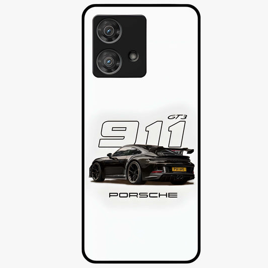Turbo Legacy Icon Glass Case showing flat back view with iconic sports car inspired artwork and glossy glass finish.