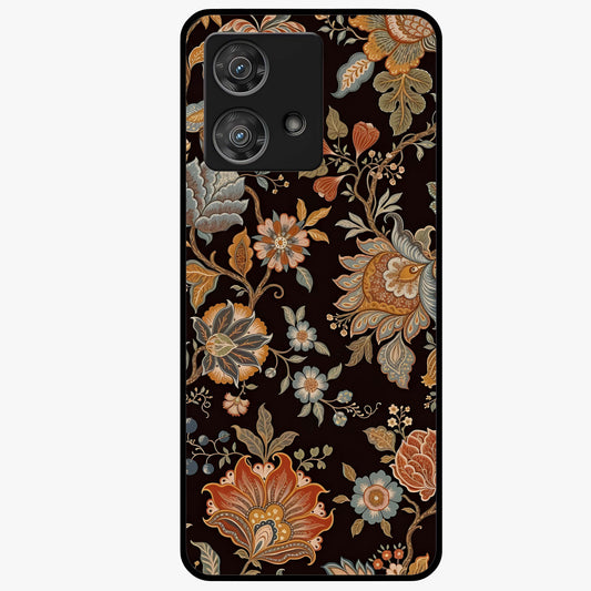 Vintage Floral Dream Glass Case showing flat back view with classic floral artwork and glossy glass finish.