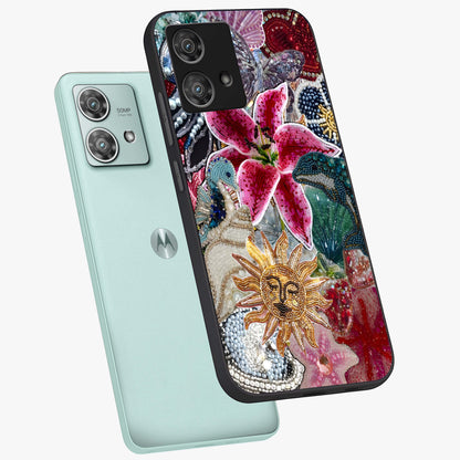 Beaded Garden Fantasy Glass Case displayed in angled mockup highlighting fantasy inspired floral bead pattern.