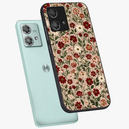 Biege Flower With Leaf Glass Case displayed in angled mockup highlighting minimal floral leaf design and elegant aesthetic.