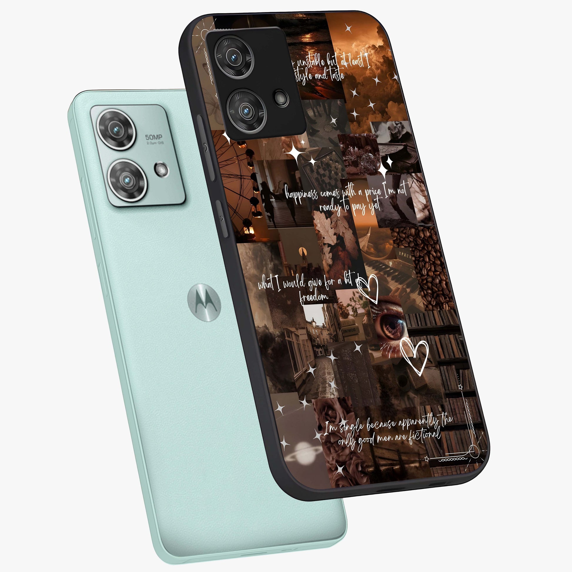 Bittersweet Aesthetic Chaos Glass Case displayed in angled mockup highlighting expressive abstract artwork and edgy aesthetic theme.