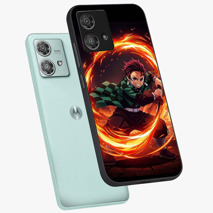 Blazing Sword Resolve Glass Case displayed in angled mockup highlighting powerful sword illustration and bold fantasy theme.