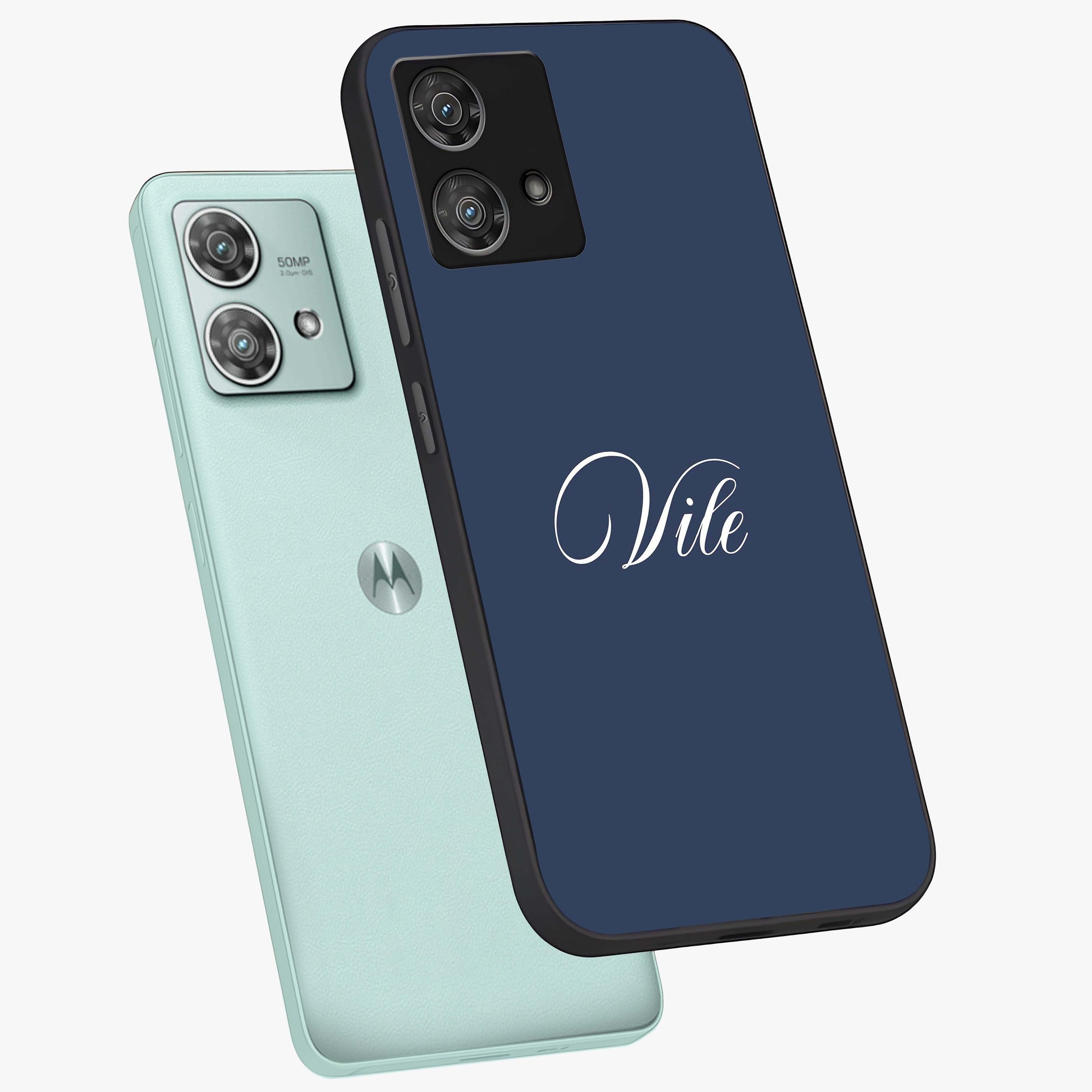 Blue Vintage Floral Pattern Glass Case showing flat back view with elegant vintage floral artwork and glossy glass finish.