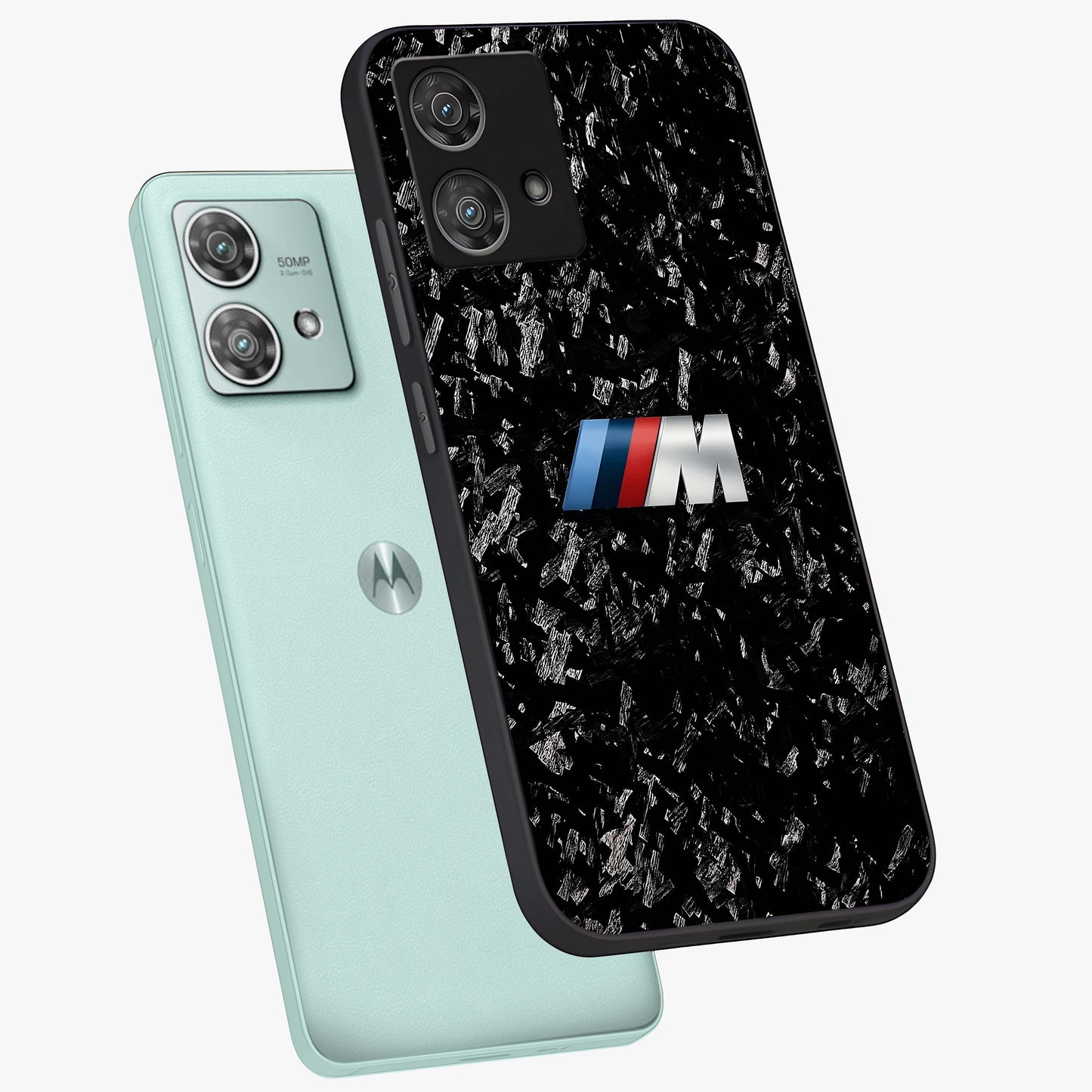 Carbon Speed Mark Glass Case displayed in angled mockup highlighting racing inspired carbon design and sleek aesthetic style.