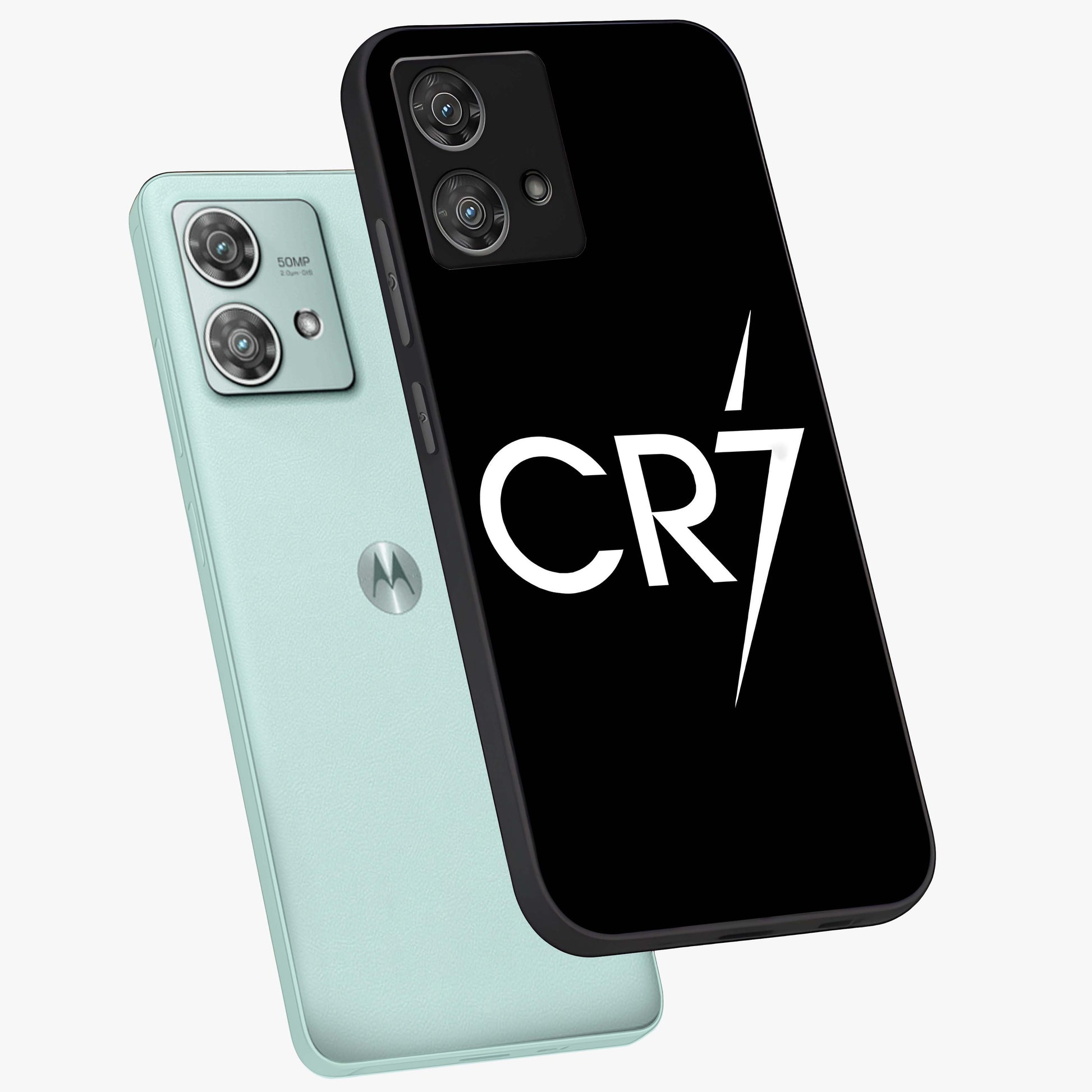 Cr7 Elite Strike Glass Case displayed in angled mockup highlighting powerful sports graphic with bold athletic theme.