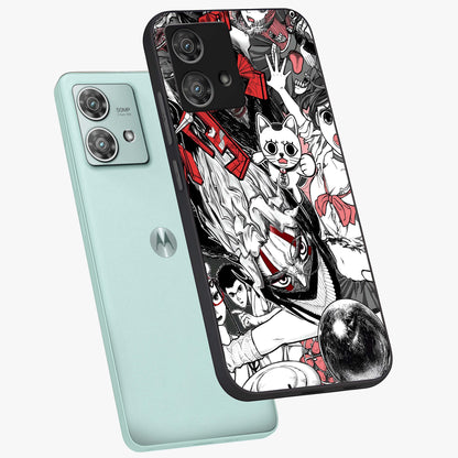 Crimson Chaos Panel Glass Case displayed in angled mockup highlighting chaotic panel style design with modern graphic theme.