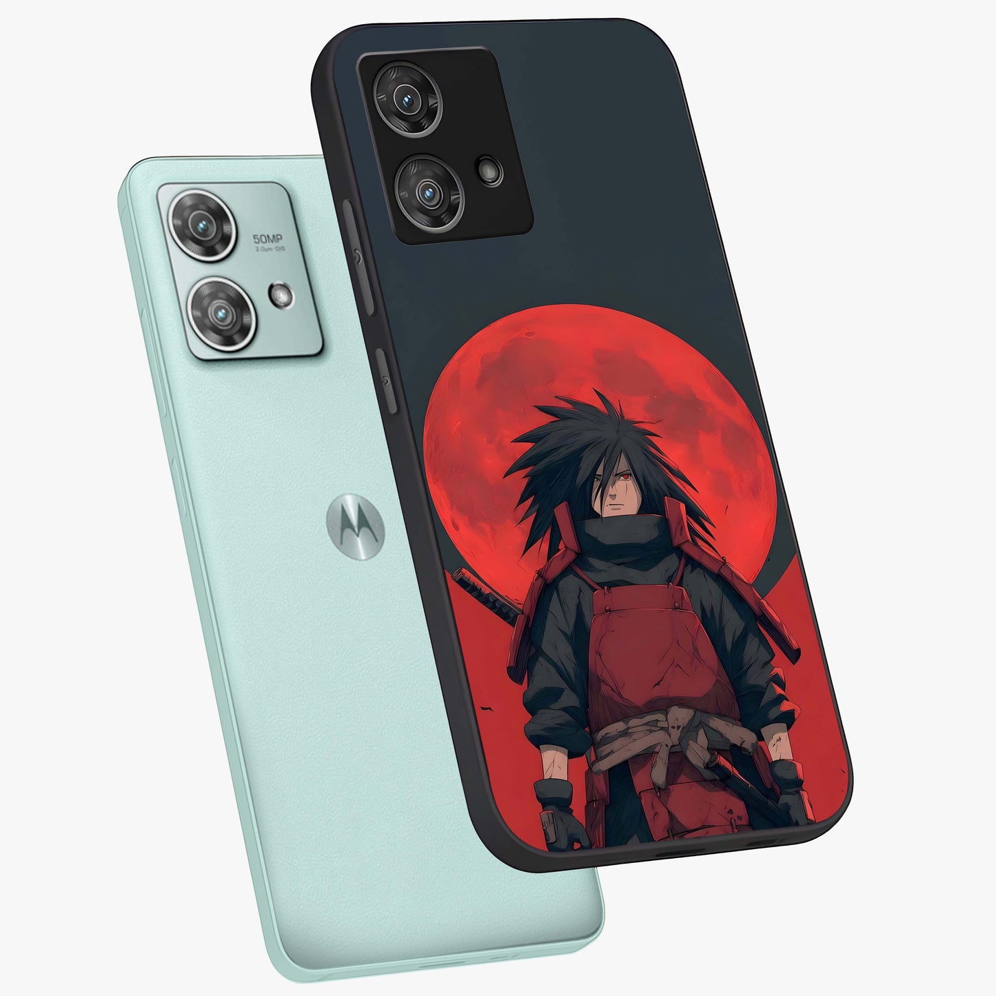 Crimson Moon Warlord Glass Case displayed in angled mockup highlighting dramatic crimson moon design with fantasy aesthetic.