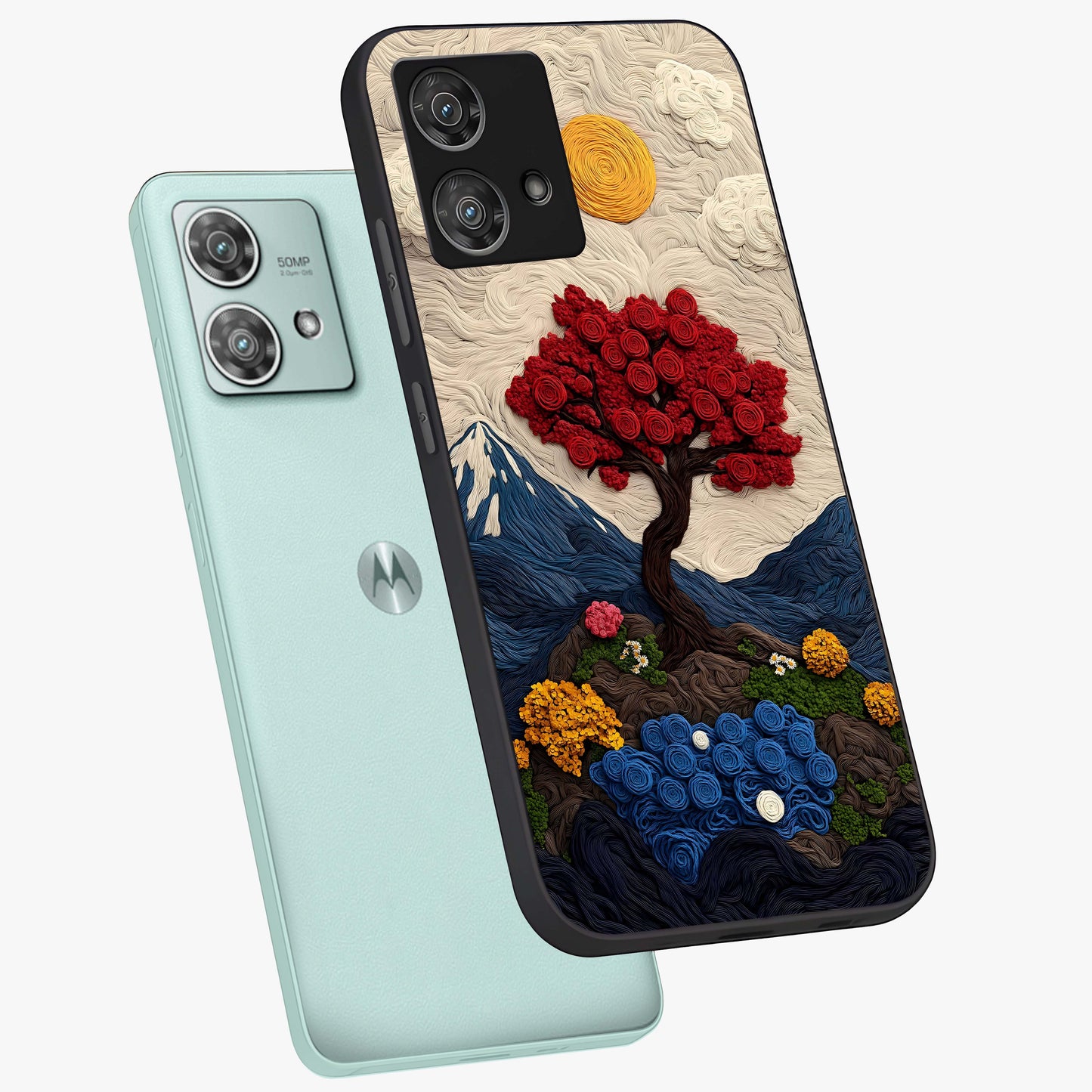 Eternal Nature Tapestry Glass Case displayed in angled mockup highlighting detailed botanical pattern with artistic aesthetic.