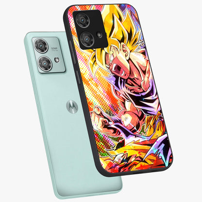 Firing Goku Glass Case displayed in angled mockup highlighting dynamic anime character design with action aesthetic.